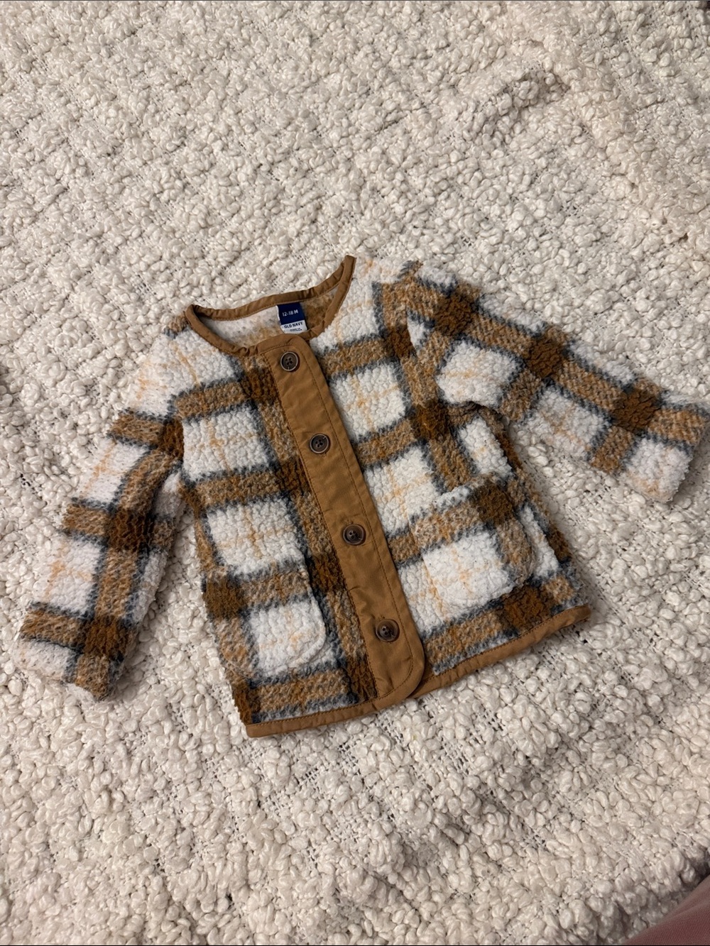 Old Navy Brown & Cream Plaid Button-Front Kids Shirt